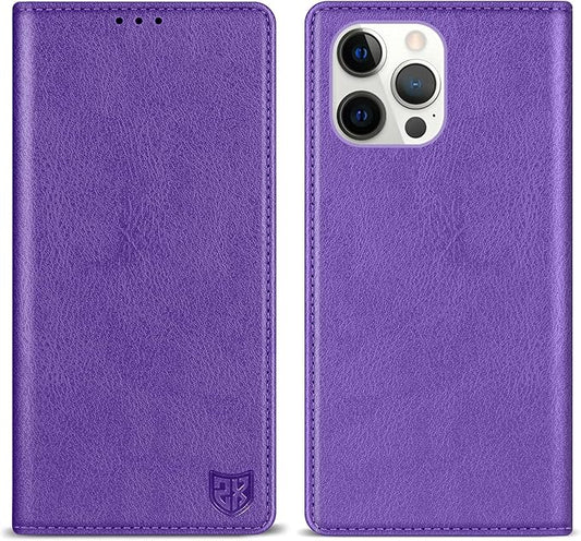 ZZXX for iPhone 15 Pro Wallet Case with [RFID Blocking] Card Slot Stand Strong Magnetic Leather Flip Fold Protective Phone Case for iPhone 15 Pro Case Wallet(Purple-6.1 inch)