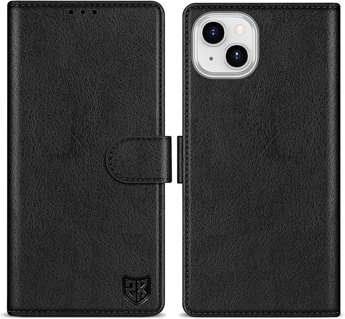 ZZXX for iPhone 15 Wallet Case with [RFID Blocking] Card Slot Kickstand Magnetic Closure Leather Flip Fold Protective Phone Case for iPhone 15 Case Wallet(Black-6.1 inch)