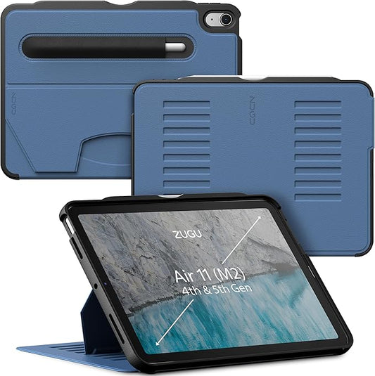 ZUGU CASE for iPad Air 11 (M3 2025 / M2 2024) iPad Air 4 & 5 10.9 Inch (2020/2022) - Protective, Ultra Thin, Magnetic Stand, Sleep/Wake Cover with Apple Pencil Charging & Storage - Slate Blue