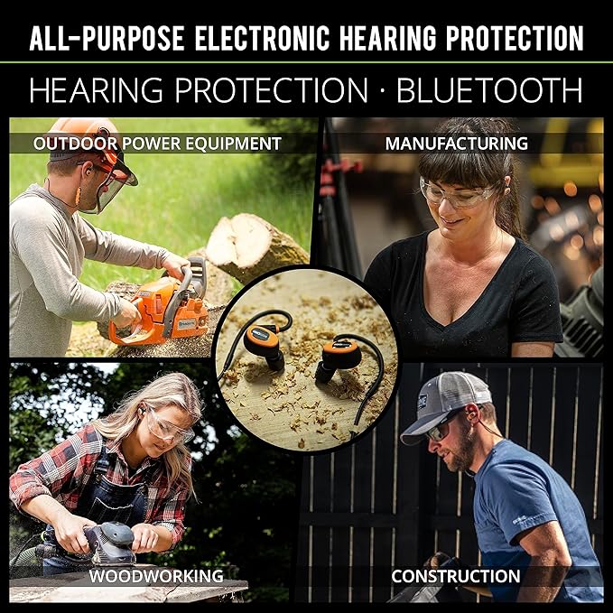 ISOtunes PRO 2.0 Bluetooth Earplug Headphones, 27 dB Noise Reduction Rating, 16+ Hour Battery, IP67 Durability, Noise Cancelling Mic, OSHA Compliant Professional Hearing Protector (Safety Orange)