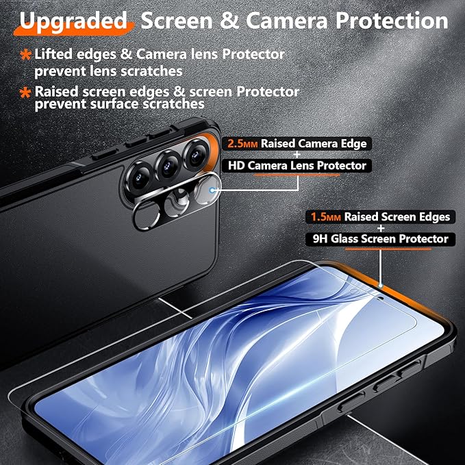 Red2Fire for Samsung Galaxy S25 Plus Case, [Military Grade Shockproof] Heavy Duty Full Body Protection Phone Case for S25 Plus Case 6.7 inch,Black