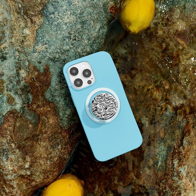 PopSockets Phone Grip for MagSafe with Kickstand, Magnetic Stand, Swappable Top, Secure Hold for iPhone MagSafe Cases, Phone & Tablet Grip - FATA Morgana Chrome