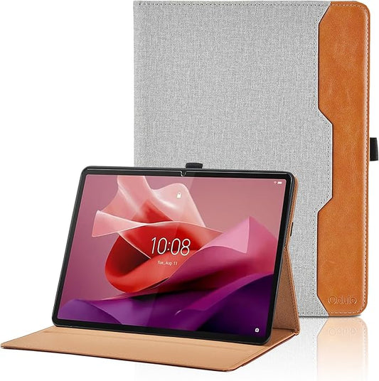 Case for Lenovo Tab P12/Xiaoxin Pad Pro 12.7 Inch 2023 (TB370FU) - PU Leather Business Folio Case with Pocket, Auto Wake/Sleep Smart Tablet Cover,Gray