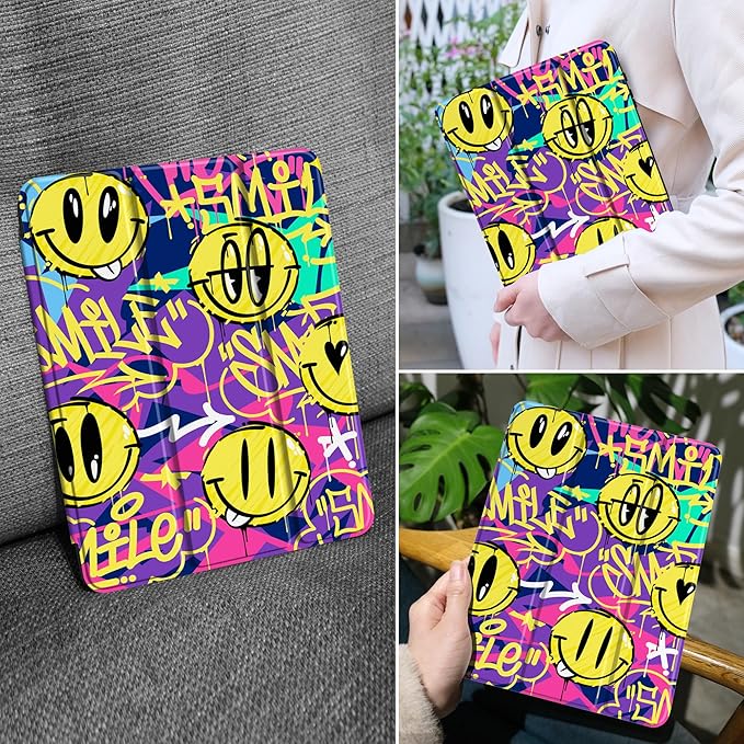 MEEgoodo Case for Samsung Galaxy Tab A9 Plus 11 inch Cover 2024 2023 with S Pen Holder, A9+ Smart Tablet Cases with Leather Trifold Stand+Soft TPU Back Shell+Smart Auto Wake/Sleep, Art Graffiti Style