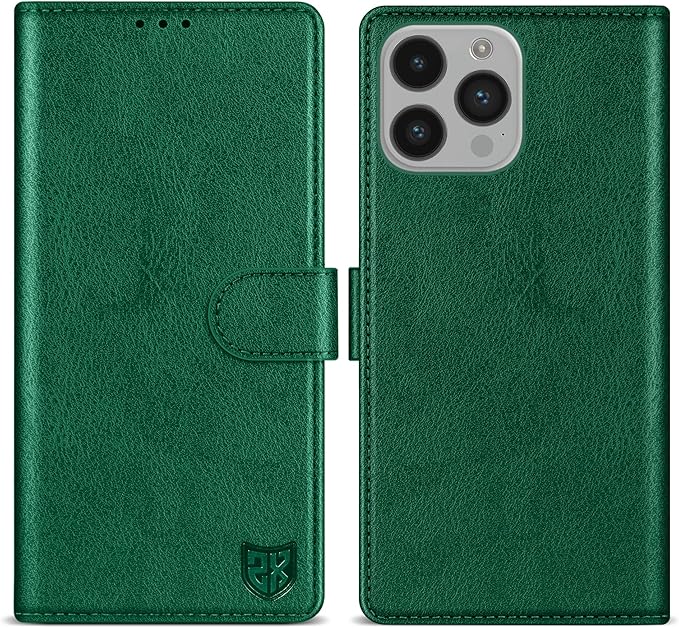 ZZXX for iPhone 14 Pro Wallet Case with [RFID Blocking] Card Slot Kickstand Magnetic Closure Leather Flip Fold Protective Phone Case for iPhone 14 Pro Case Wallet(Green-6.1 inch)