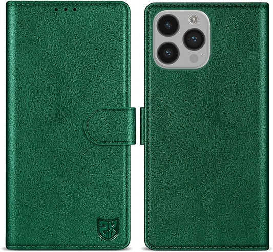 ZZXX for iPhone 14 Pro Wallet Case with [RFID Blocking] Card Slot Kickstand Magnetic Closure Leather Flip Fold Protective Phone Case for iPhone 14 Pro Case Wallet(Green-6.1 inch)