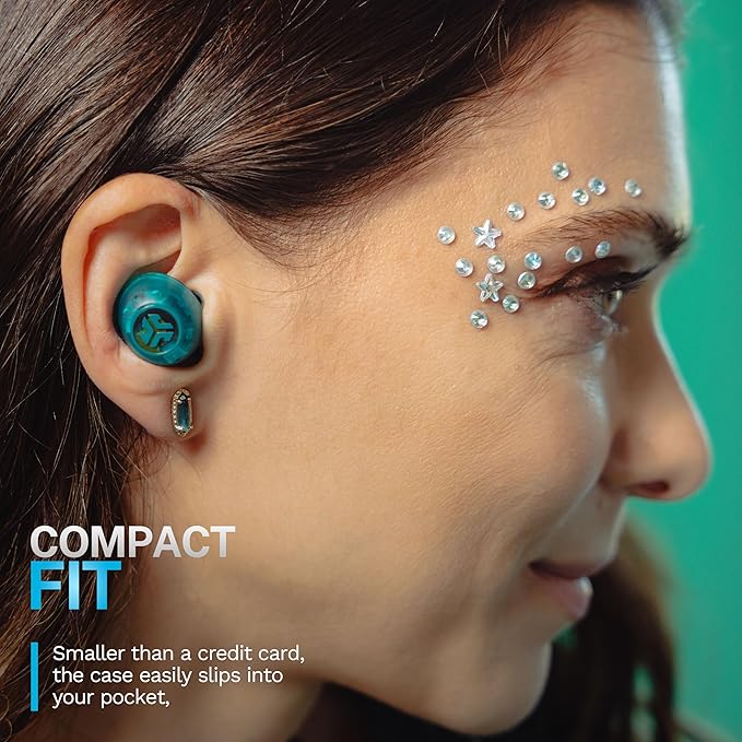 JLab Go Pop ANC True Wireless Earbuds & Charging Case, Transparent Teal, Active Noise Cancelling, 10mm Drivers, Dual Connect, Customize Your Sound with App, Be Aware Mode, MEMS Microphone