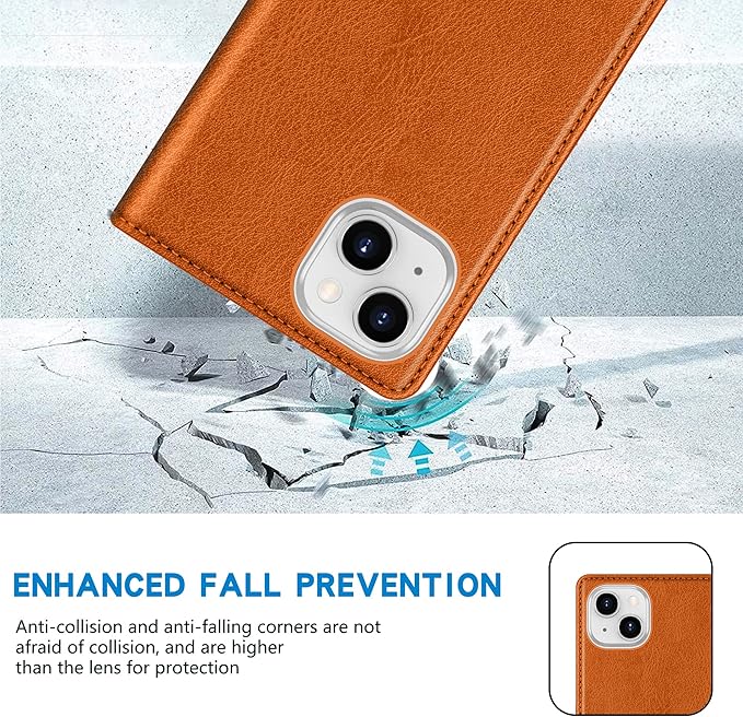 ZZXX for iPhone 15 Plus Wallet Case with [RFID Blocking] Card Slot Stand Strong Magnetic Leather Flip Fold Protective Phone Case for iPhone 15 Plus Case Wallet(Brown-6.7 inch)