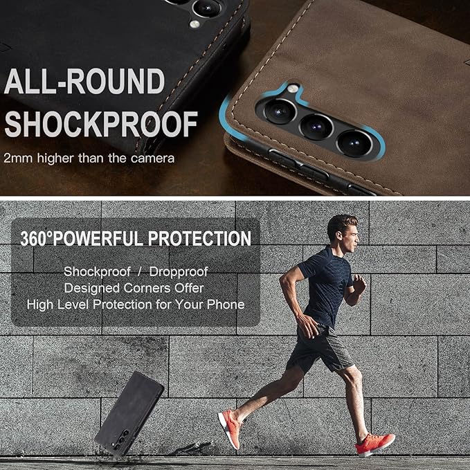 for Samsung Galaxy S23 Plus Case, Flip Wallet Leather Case with Card Holder Magnetic Closure Shockproof Kickstand Protective Phone Cases Cover for Samsung S23 Plus,Black