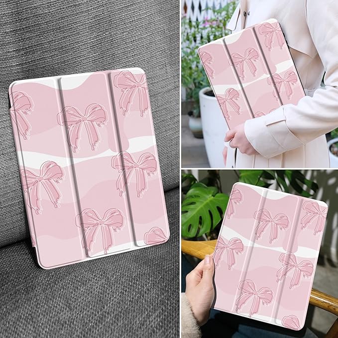 MEEgoodo Case for Samsung Galaxy Tab A9 Plus 11 inch Cover 2024 2023 with S Pen Holder, A9+ Smart Tablet Cases with Leather Trifold Stand+Soft TPU Back Shell+Smart Auto Wake/Sleep, Melted Bow