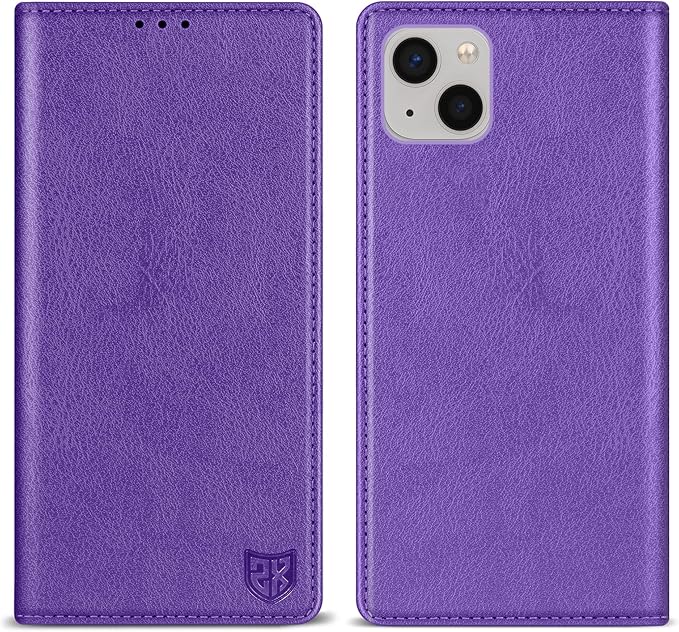 ZZXX for iPhone 15 Wallet Case with [RFID Blocking] Card Slot Stand Strong Magnetic Leather Flip Fold Protective Phone Case for iPhone 15 Case Wallet(Purple-6.1 inch)