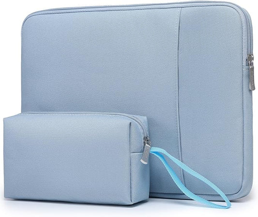 HYZUO 15-16 Inch Laptop Sleeve Bag Set for MacBook Pro 16 M4/M3/M2/M1 Pro/Max, 15" Surface Book, Notebook Case for 15" 15.6" HP Dell Lenovo ThinkBook Asus Acer Samsung Huawei, Pale Blue