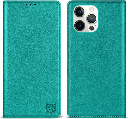 ZZXX for iPhone 15 Pro Wallet Case with [RFID Blocking] Card Slot Stand Strong Magnetic Leather Flip Fold Protective Phone Case for iPhone 15 Pro Case Wallet(Lake Blue-6.1 inch)