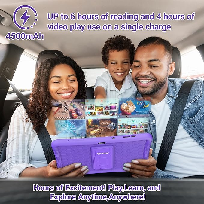 Contixo 10-Inch Kids Tablet - Ages 3-12, 80 Disney eBooks ($350 Value), 32GB Storage, Android, Parental Controls, Silicone Case w/Kickstand, STEM Learning Tablet for Older Kids - Purple