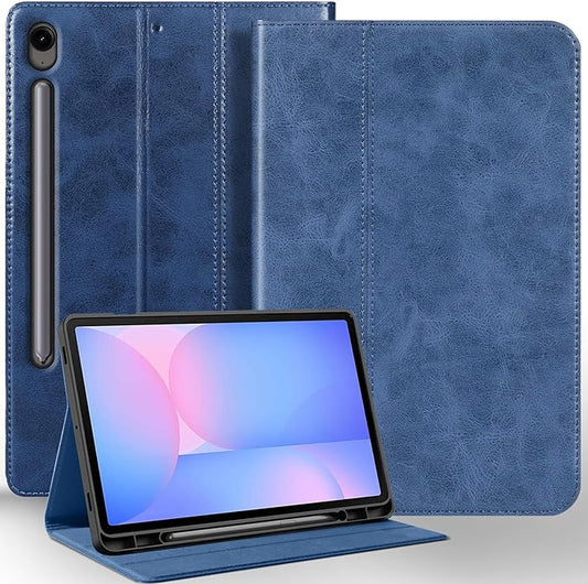 for Samsung Galaxy Tab S10 FE Plus+ 13.1 inch Case with S Pen Holder 2025(Model:SM-X620/X626) Genuine Leather Cover Protective Shell,Blue