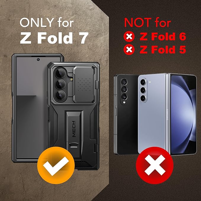 TONGATE for Z Fold 7 Case with Privacy Screen Protector, [Built-in Slide Camera Cover & Stand] [Anti Spy] Military Grade Drop Phone Case for Samsung Galaxy Z Fold 7 with Belt Clip, Black Privacy