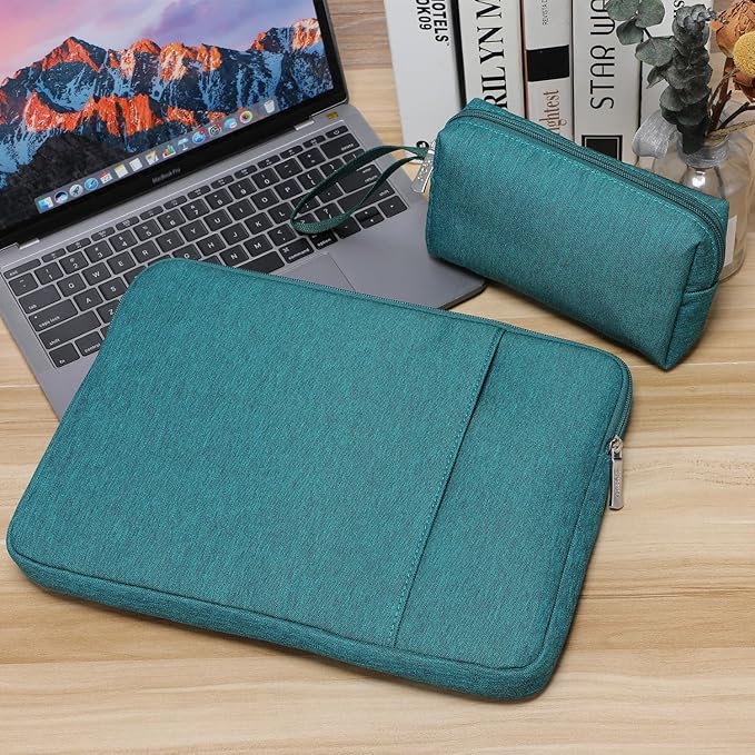 HYZUO 13 Inch Laptop Sleeve Bag Set for MacBook Air 13 M4/M3/M2/M1 2025-2018, MacBook Pro 13 M2/M1 2025-2016, iPad Pro/Air 13, XPS 13, Surface Pro, Notebook Case for 12"-13" Tablet, Dark Green