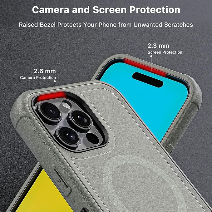 M MYBAT PRO Maverick Series for iPhone 16 Pro Max Case with Belt Clip Holster,Compatible with Magsafe w/Screen Protector,Anti-Drop,Shockproof,360°Rotating Kickstand,Heavy Duty Protection