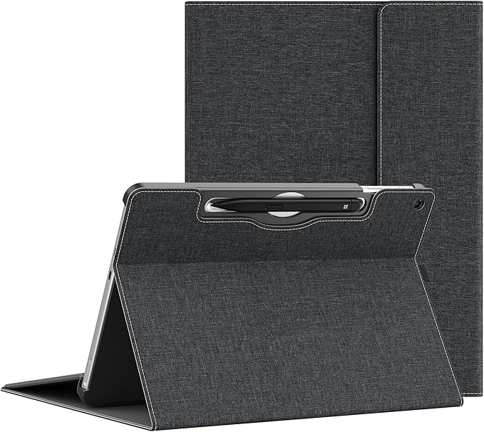 Tablet Case for 2025 New Microsoft Surface Pro 1st Edition 12-inch, PU Leather & Hard Shell Laptop Protective Cover with Multi-Angle Built-in Kickstand & Pen Holder (Black)