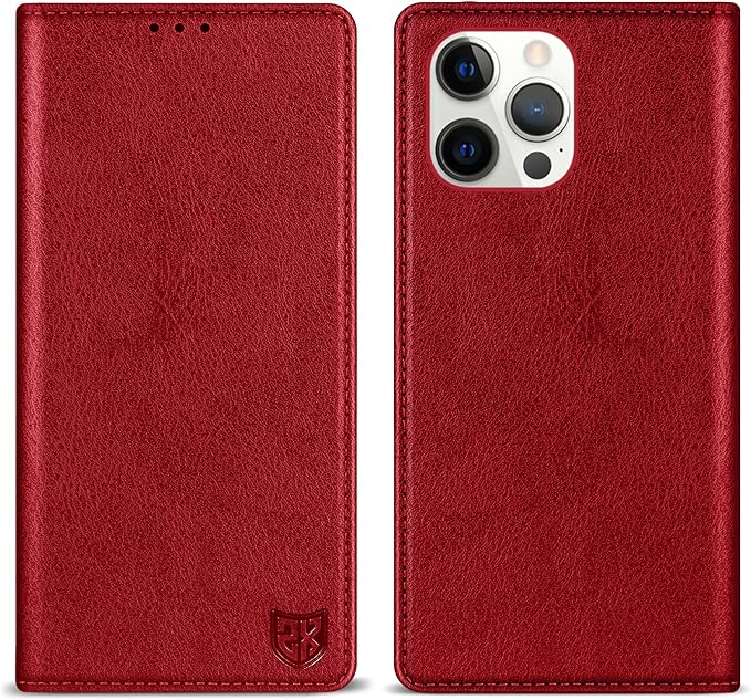 ZZXX for iPhone 15 Pro Max Wallet Case with [RFID Blocking] Card Slot Stand Strong Magnetic Leather Flip Fold Protective Phone Case for iPhone 15 Pro Max Case Wallet(Red-6.7 inch)