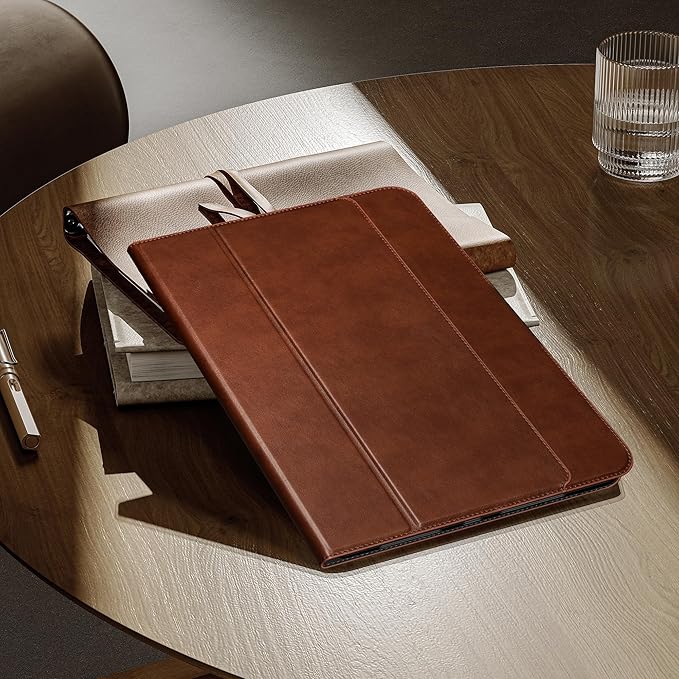 auaua Case for iPad (A16) 11th Generation 11 Inch 2025, iPad 10th Generation 10.9 Inch 2022, with Pencil Holder and Pocket, Typing Angle Muti-Stand Magnetic Closure Auto Sleep/Wake (Brown)