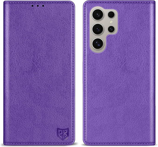 ZZXX for Samsung Galaxy S25 Ultra Wallet Case with [RFID Blocking] Card Slot Stand Strong Magnetic Leather Flip Fold Protective Phone Case for Samsung Galaxy S25 Ultra Case Wallet(Purple-6.8 inch)