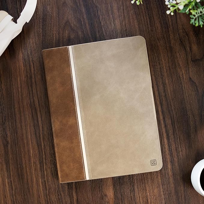 KingBlanc Case for iPad (A16) 11th Generation 11-inch 2025, iPad 10th Generation 10.9" 2022 with Pencil Holder, Vegan Leather Protective Stand Cover, Auto Sleep Wake, Multi-Angle Viewing/Typing, Beige