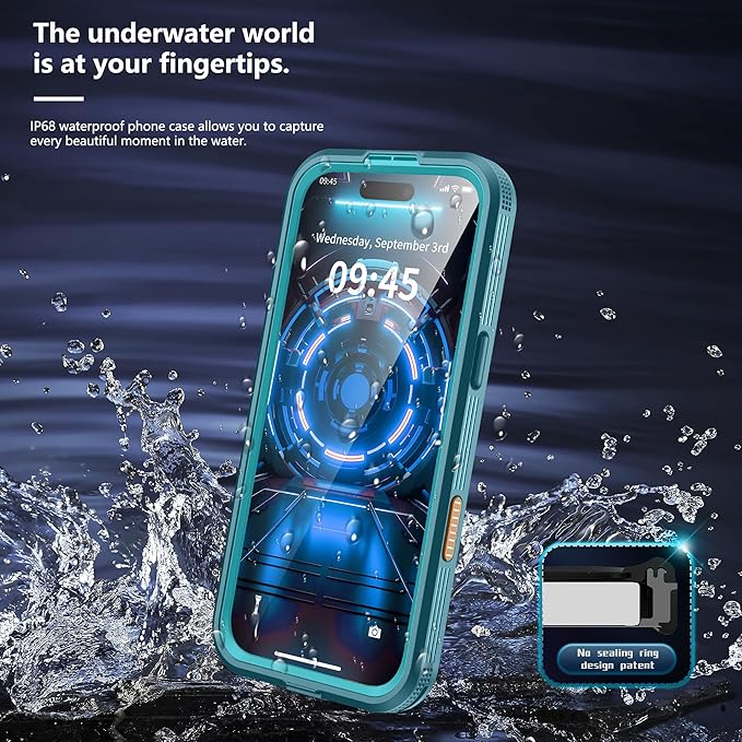 GOLDJU Magnetic for iPhone 17 Air Case-Waterproof, Built-in Screen & Camera Protector-IP68 Underwater Full Body 16FT Military Dropproof Shockproof Case for 17 Air 6.6''- Blue