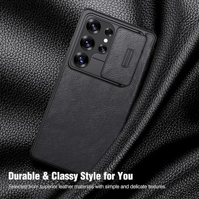 Nillkin for Samsung Galaxy S25 Ultra Wallet Case with Camera Cover, [Lens Protection] Premium Leather Slim Protective Shockproof Hard Cover Flip Phone Case for Galaxy S25 Ultra 6.9'' Black