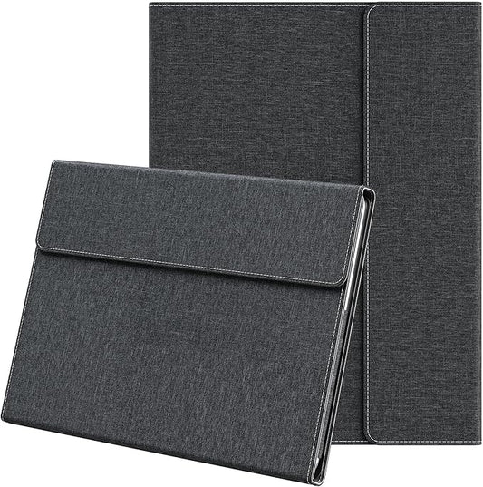 Laptop Case for Microsoft Surface Pro 1st Edition 12-inch, PU Leather Tablet Protective Cover with Multi-Angle Built-in Kickstand & Pen Holder, (Black)