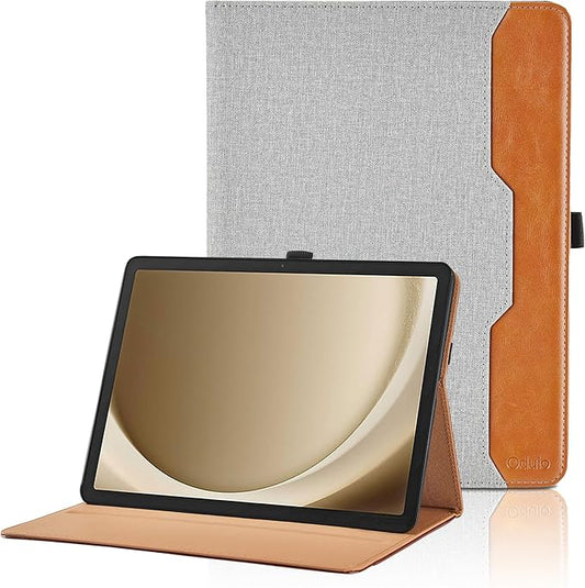 Case for Samsung Galaxy Tab A9 Plus 11 Inch 2023 (SM-X210/X215/X216) - PU Leather Folio Stand Case with Hand Starp and Pocket, Auto Wake/Sleep Smart Tablet Cover, Gray