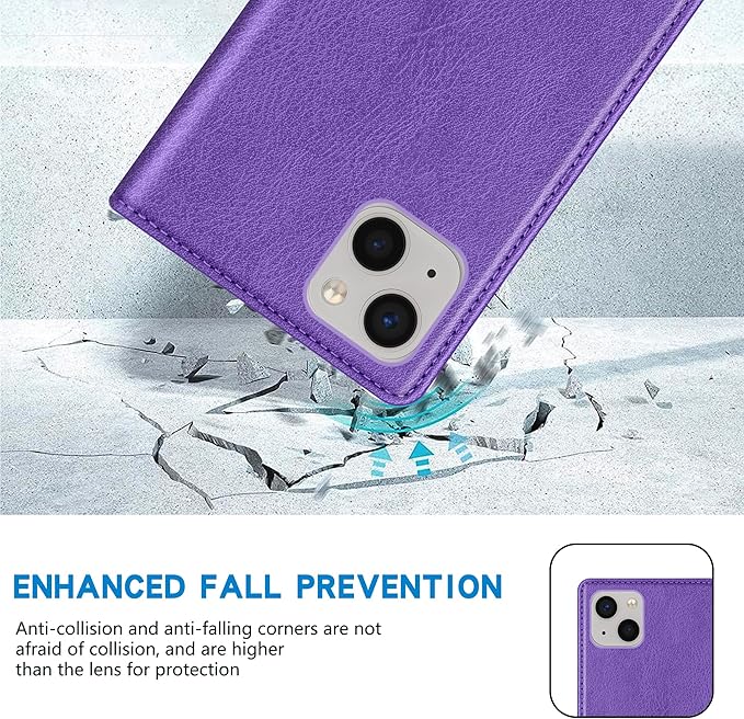ZZXX for iPhone 15 Wallet Case with [RFID Blocking] Card Slot Stand Strong Magnetic Leather Flip Fold Protective Phone Case for iPhone 15 Case Wallet(Purple-6.1 inch)