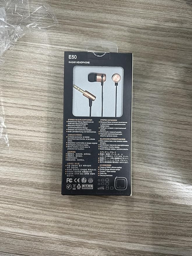 SoundMAGIC E50 Wired Earbuds No Microphone in Ear Monitor HiFi Earphones Noise Isolating Headphones Comfortable Fit Black Gold