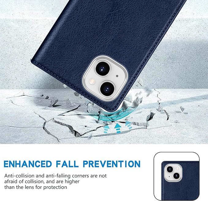 ZZXX for iPhone 15 Plus Wallet Case with [RFID Blocking] Card Slot Stand Strong Magnetic Leather Flip Fold Protective Phone Case for iPhone 15 Plus Case Wallet(Blue-6.7 inch)