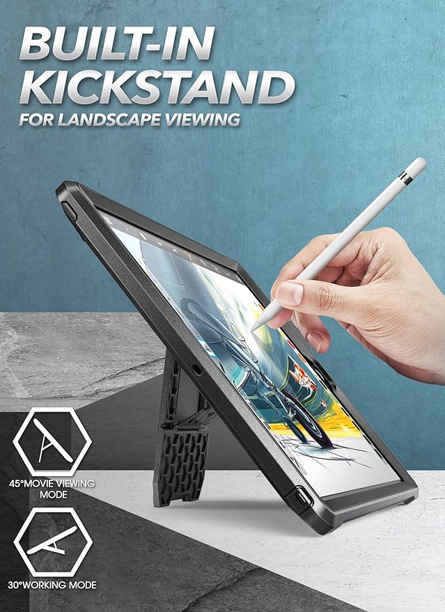 SUPCASE for iPad 9th Generation Case with Screen Protector (Unicorn Beetle Pro), [Built-in Stand] Heavy Duty Rugged Protective Case for iPad 10.2 9th / 8th / 7th Generation (2021/2020/2019), Black