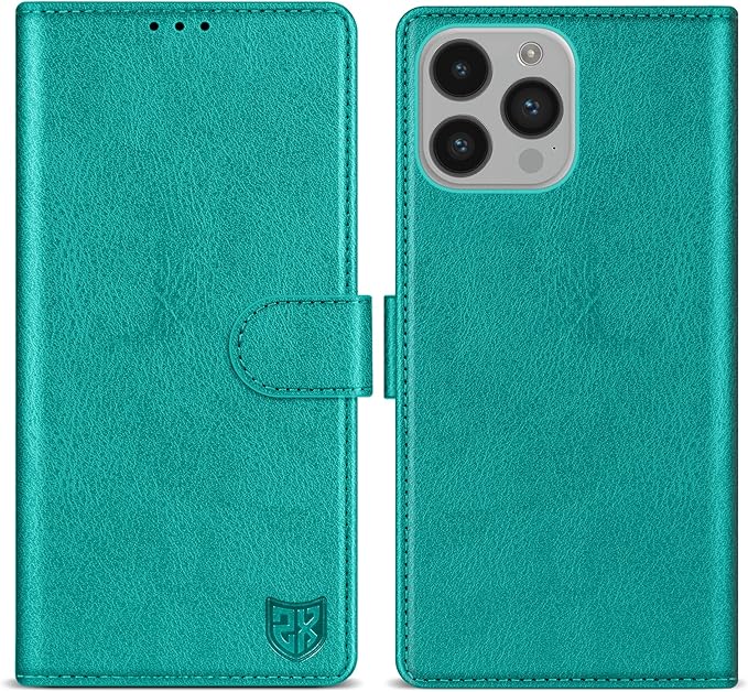 ZZXX for iPhone 14 Pro Wallet Case with [RFID Blocking] Card Slot Kickstand Magnetic Closure Leather Flip Fold Protective Phone Case for iPhone 14 Pro Case Wallet(Lake Blue-6.1 inch)