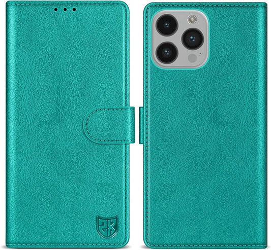 ZZXX for iPhone 14 Pro Wallet Case with [RFID Blocking] Card Slot Kickstand Magnetic Closure Leather Flip Fold Protective Phone Case for iPhone 14 Pro Case Wallet(Lake Blue-6.1 inch)