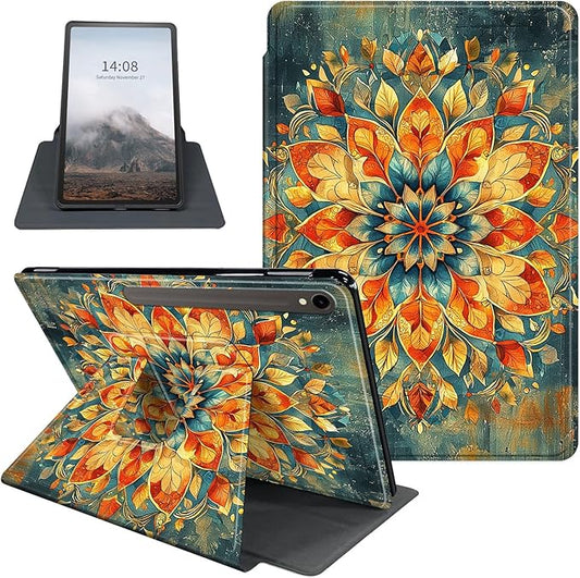 Case for Samsung Galaxy Tab S10 FE / S9 FE 5G 10.9 inch & Tab S9 11 inch, PU Leather 360° Rotating Stand Cover, Auto Sleep/Wake, Folio Smart Protective Cover, Mandala