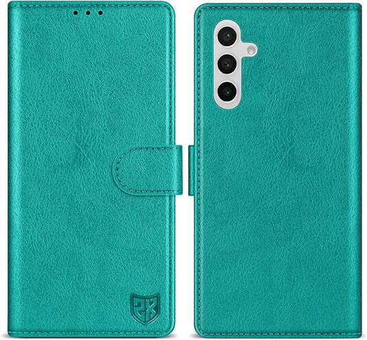 ZZXX for Samsung Galaxy S25 Plus Wallet Case with [RFID Blocking] Card Slot Kickstand Magnetic Closure Leather Flip Fold Protective Phone Case for Galaxy S25 Plus 5G Case Wallet(Lake Blue-6.6 inch)