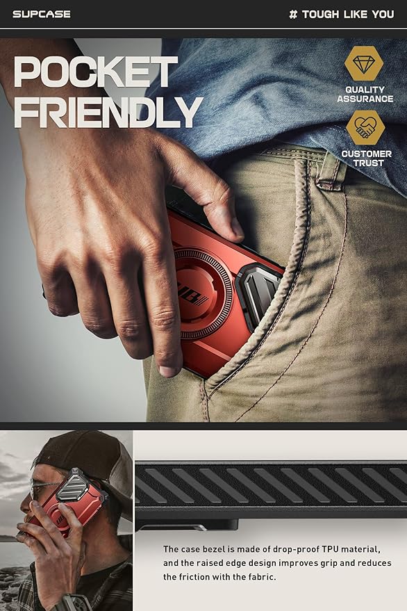 SUPCASE UB Mag XT Case for Samsung Galaxy S24 Ultra (2024 Release), [Metal Camera Cover] Extreme Lens Protection Slim Rugged Case with Built-in Kickstand (Ruddy)