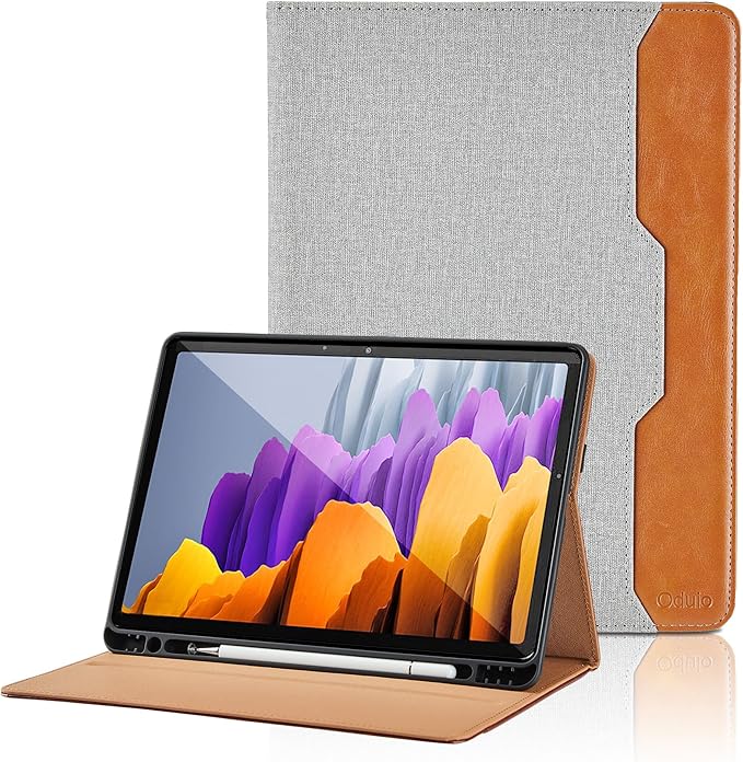 Case for Samsung Galaxy Tab S8 2022/S7 2020 11 Inch - Model (SM-X700/X706/T870/T875/T878) with S Pen Holder, PU Leather Bussiness Flip Case with Hand Strap and Pocket, Gray