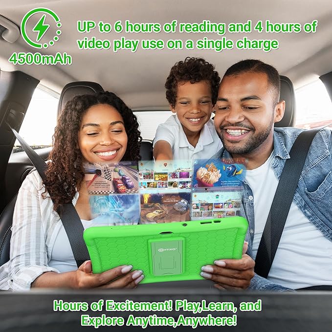 Contixo 10-Inch Kids Tablet - Ages 3-12, 80 Disney eBooks ($350 Value), 32GB Storage, Android, Parental Controls, Silicone Case w/Kickstand, STEM Learning Tablet for Older Kids - Green