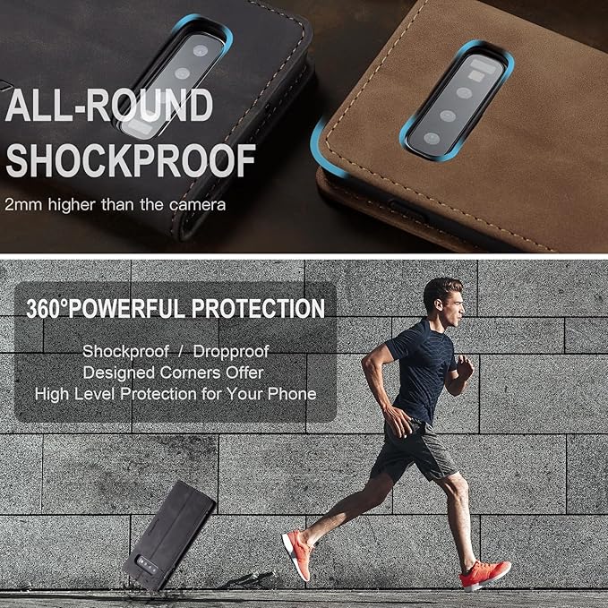 for Samsung Galaxy S10 Case, Flip Wallet Leather Case with Card Holder Magnetic Closure Shockproof Kickstand Protective Phone Cases Cover for Samsung S10,Black