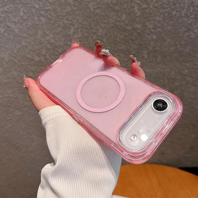 Designed for iPhone 17 Air Case,[Compatible with Magsafe] [Non-Yellowing] [Without Screen Protector] Shockproof/Dust/Drop Proof 3-Layer Full Body Protection Rugged Heavy Duty Cover, Pink Glitter