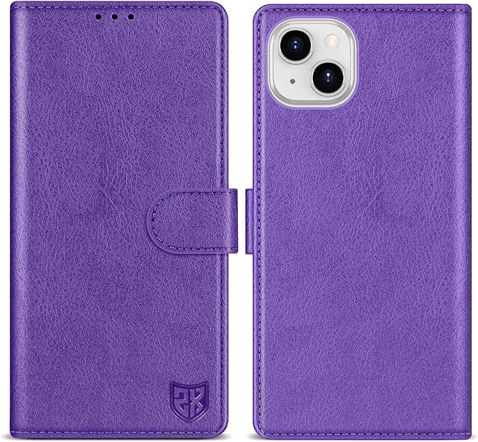 ZZXX for iPhone 15 Wallet Case with [RFID Blocking] Card Slot Kickstand Magnetic Closure Leather Flip Fold Protective Phone Case for iPhone 15 Case Wallet(Purple-6.1 inch)