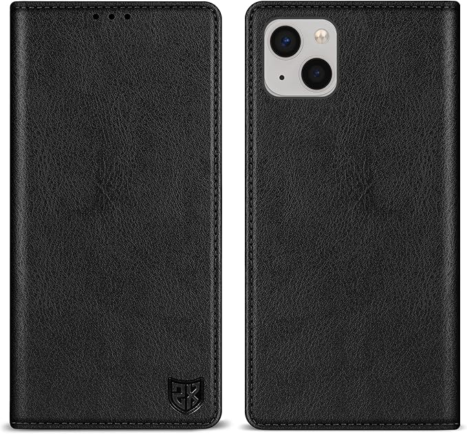 ZZXX for iPhone 15 Wallet Case with [RFID Blocking] Card Slot Stand Strong Magnetic Leather Flip Fold Protective Phone Case for iPhone 15 Case Wallet(Black-6.1 inch)