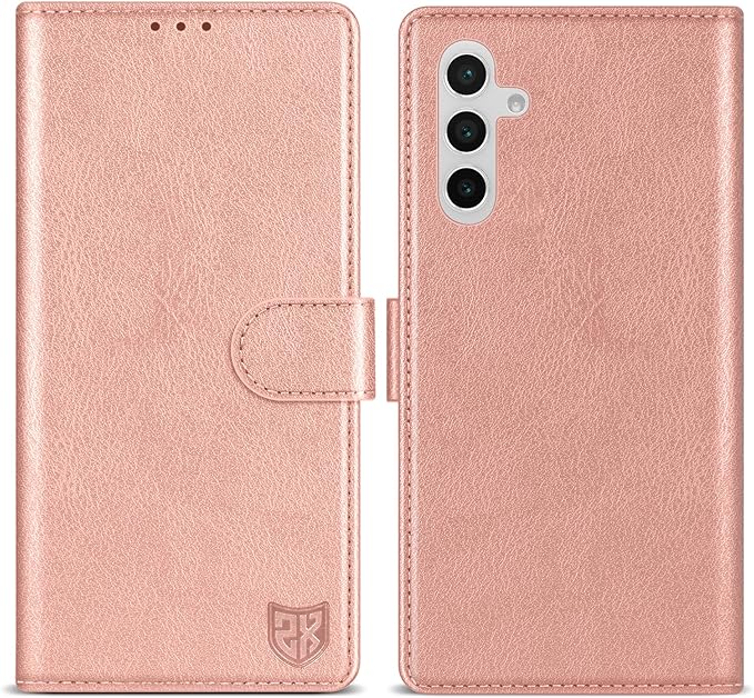 ZZXX for Samsung Galaxy S25 Wallet Case with [RFID Blocking] Card Slot Kickstand Magnetic Closure Leather Flip Fold Protective Phone Case for Samsung Galaxy S25 5G Case Wallet(Rose Gold-6.2 inch)