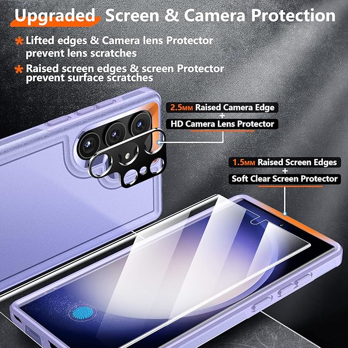 Red2Fire for Samsung Galaxy S23 Ultra Case, [Military Grade Drop Protection] Non-Slip Heavy Duty Full Body Shockproof Protection Phone Case for S23 Ultra Case 6.8 inch, Light Purple