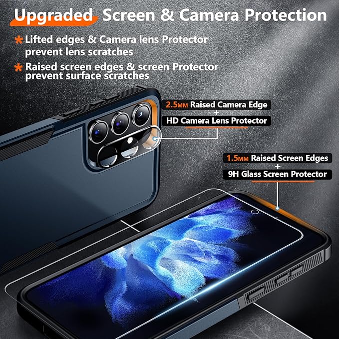 Red2Fire for Samsung Galaxy S24 Case, [Military Grade Drop Protection] Non-Slip Heavy Duty Full Body Shockproof Protection Phone Case for S24 Case 6.2 inch, Seablue