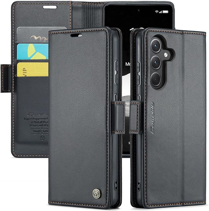 for Samsung Galaxy A35 5G Case, Premium PU Leather Wallet Case Flip Cover with [RFID Blocking][Card Holder][Stand Function] Shockproof Protective for Samsung Galaxy A35, Black